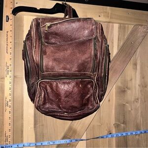 Leather Frye backpack all zips work, spacious